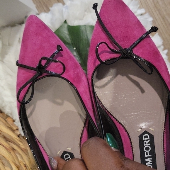 TOM FORD fushia pointy toe flats size 39 Preppy Academia Corpcore Ballerina Bow - Picture 8 of 9